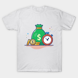 Timer with sack of coin cartoon T-Shirt